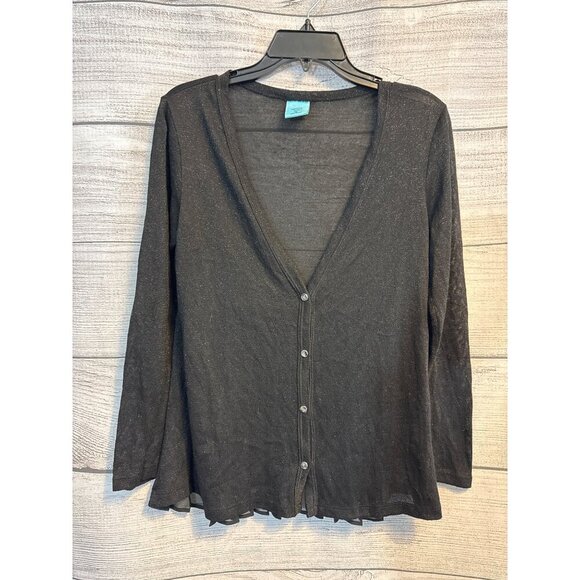 H.I.P. Happening In The Present Sheer Pleated Back Cardigan With V-Neck Size M - Picture 1 of 3